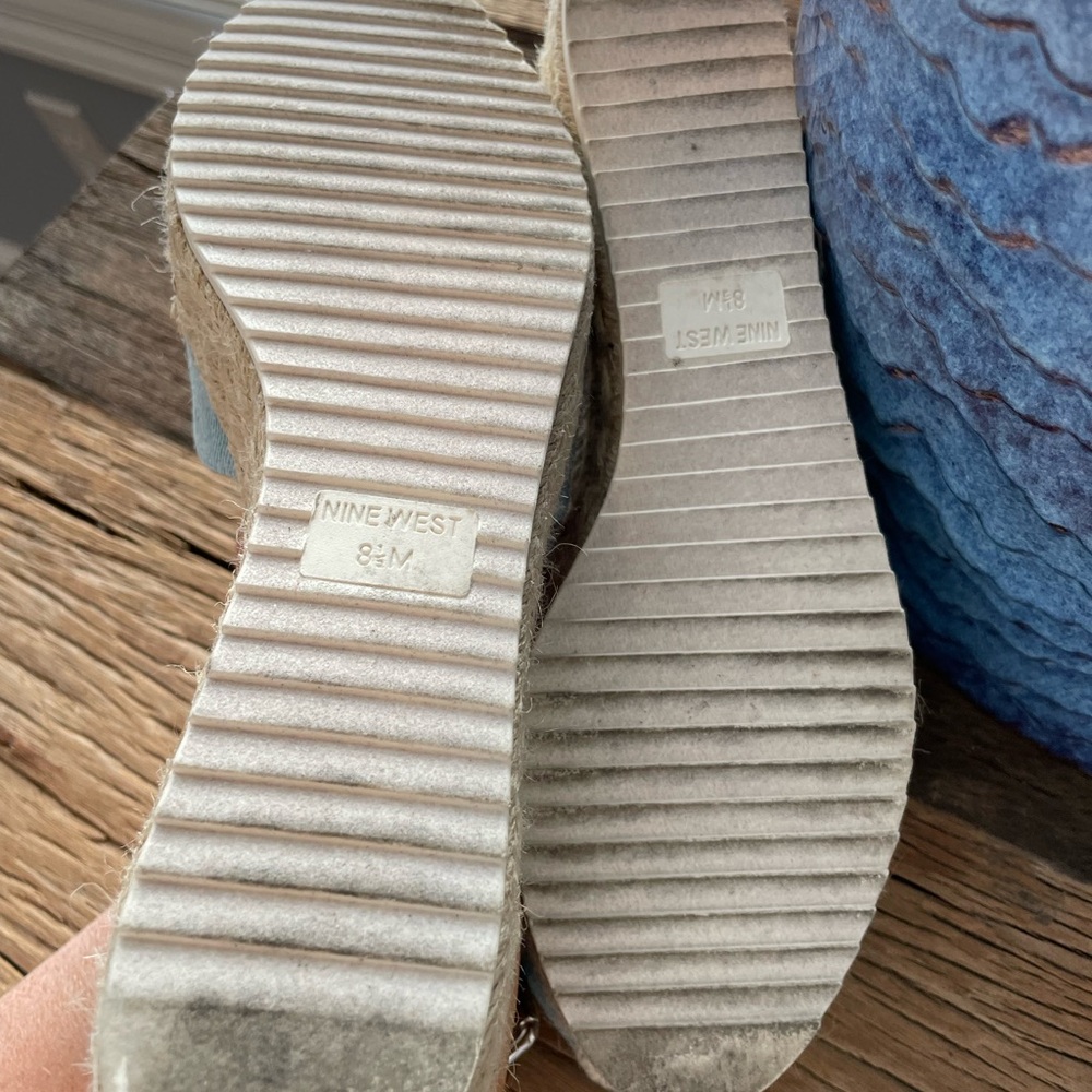 Nine West Light Blue and Tan Wedge Espadrilles - Picture 5 of 5